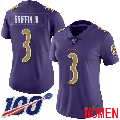 Baltimore Ravens Limited Purple Women Robert Griffin III Jersey NFL Football 3 100th Season Rush Vapor Untouchable